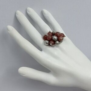 Ilaria Sterling Carnelian Cluster Ball Ring Art To Wear Weighs 19 Grams Sz 6 1/2